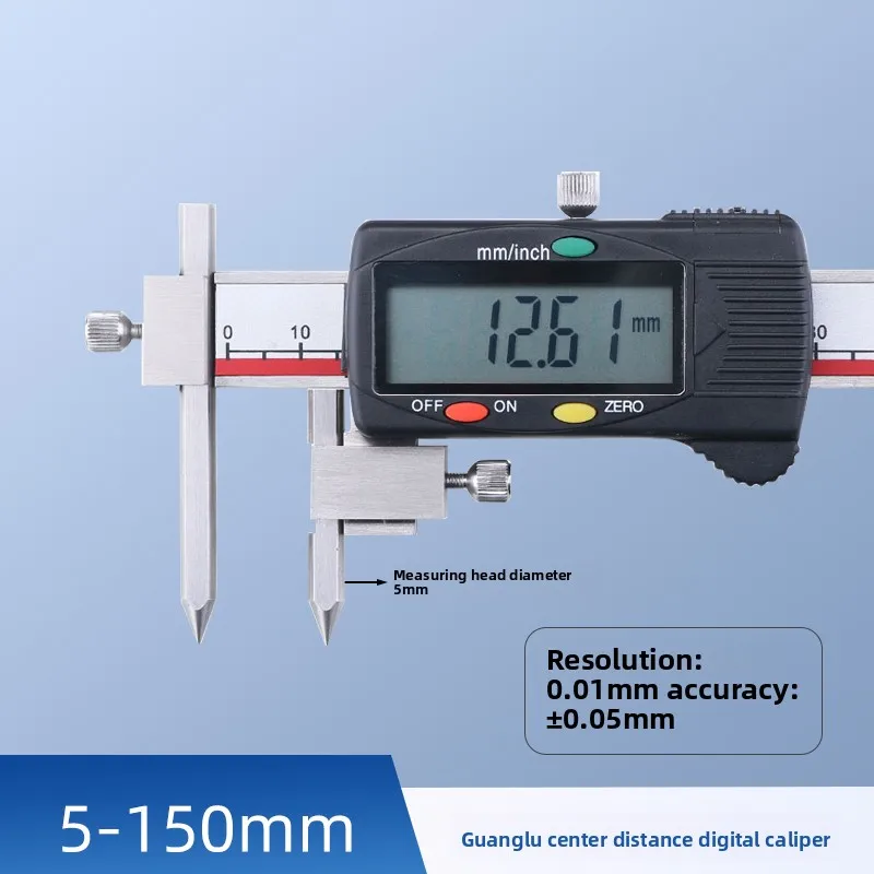 Digital vernier caliper two Hole center distance conical measre head bias Adjustable up and down step Different planes high low