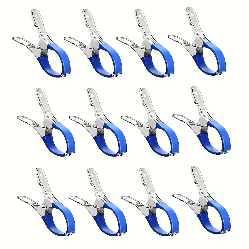 12 clip a molla resistenti: materiale scolastico in acciaio inossidabile per libri, documenti, opere d'arte e organizzazione dell'aula (blu)