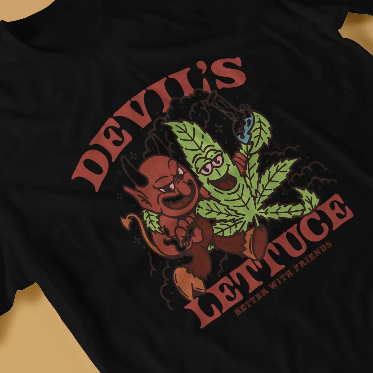 Devil\'s Lettuce O Neck TShirt Weed Marijuana 420 Smoking Classic Polyester T Shirt Man\'s Tops New Design