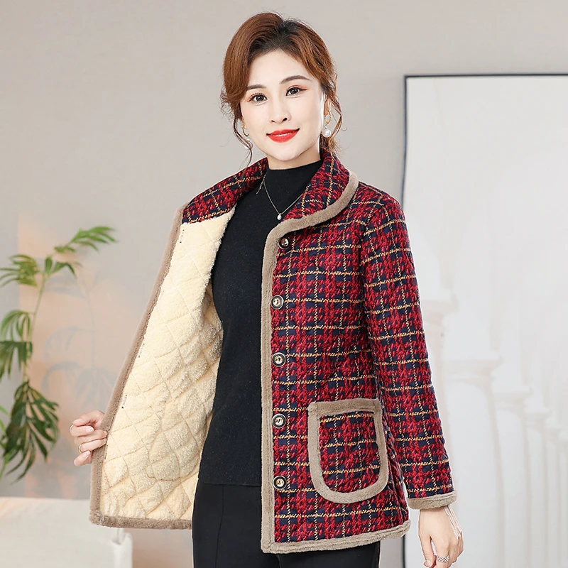 

Thiened Cotton Jaet Winter Clothes Women's Warm Coat Long Pants Polyester Fiber Filling Material Collar Button Closure