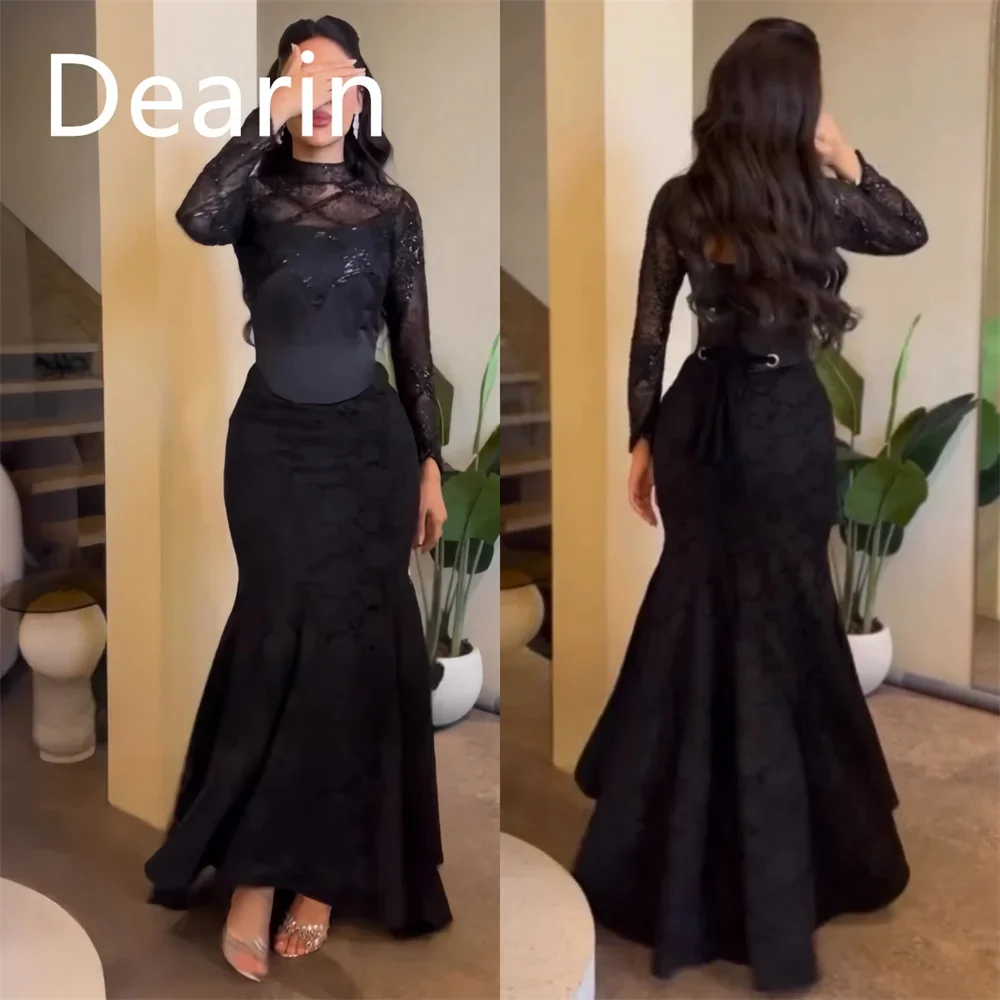 

Customized Formal Dress Dearin Jewel A-line Ankle Length Skirts Lace Bespoke Occasion Dresses Prom Evening Gown Saudi Arabia