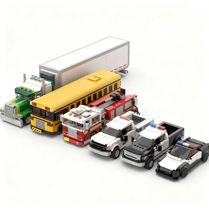 3450pcs MOC City Champions Service Vehicle Pack #2 - Six Vehicles Model Building Blocks Christmas Gift Toys DIY Craft Creative