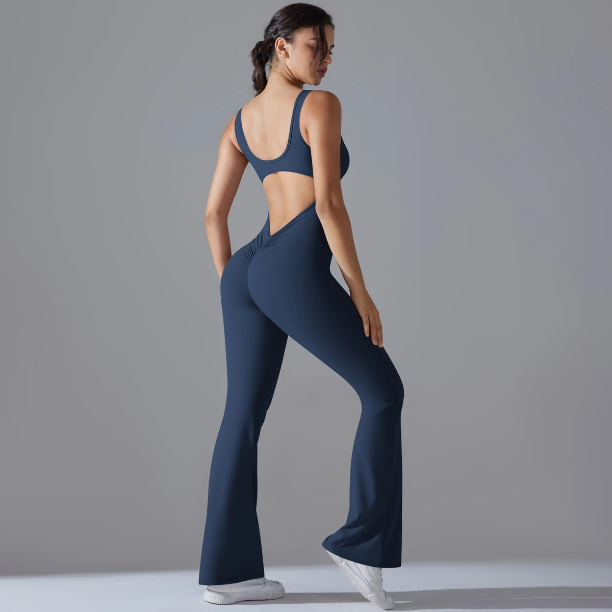 Sexy Back V Jumpsuit Gym Set Women Training Yoga Suit Sportswear Women Sports Jumpsuit Fitness Rompers Stretch Workout Bodysuits