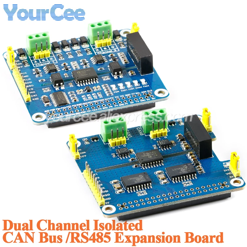 2-kanałowy izolowany moduł rozszerzeń CAN HAT MCP2515 SN65HVD230 z wieloma wbudowanymi obwodami zabezpieczającymi dla Raspberry Pi STM32 RS485 RS485