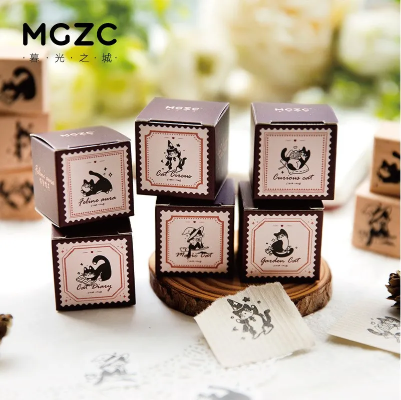 Kawaii Wood Rubber Stamps Cat Design Wooden Stamps For DIY Crafting Scrapbook Painting Letters Diary Card Making