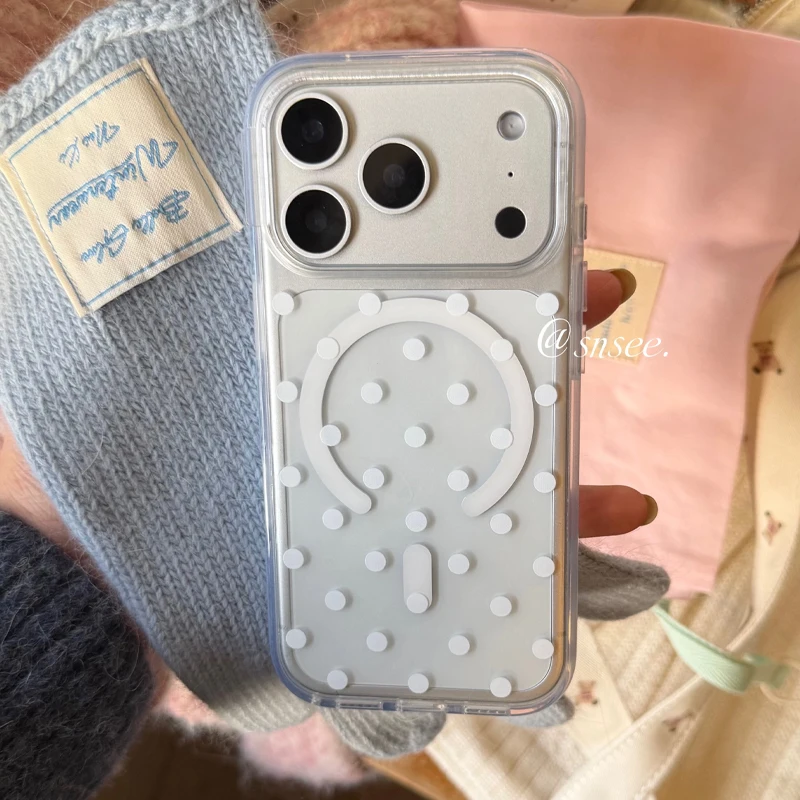 Korean Ins Polka Dots Y2K Girl For Magsafe Magnetic Phone Case for iPhone 17 16 11 12 13 14 15 Pro Max MINI Plus 17air 16e Cover view 4