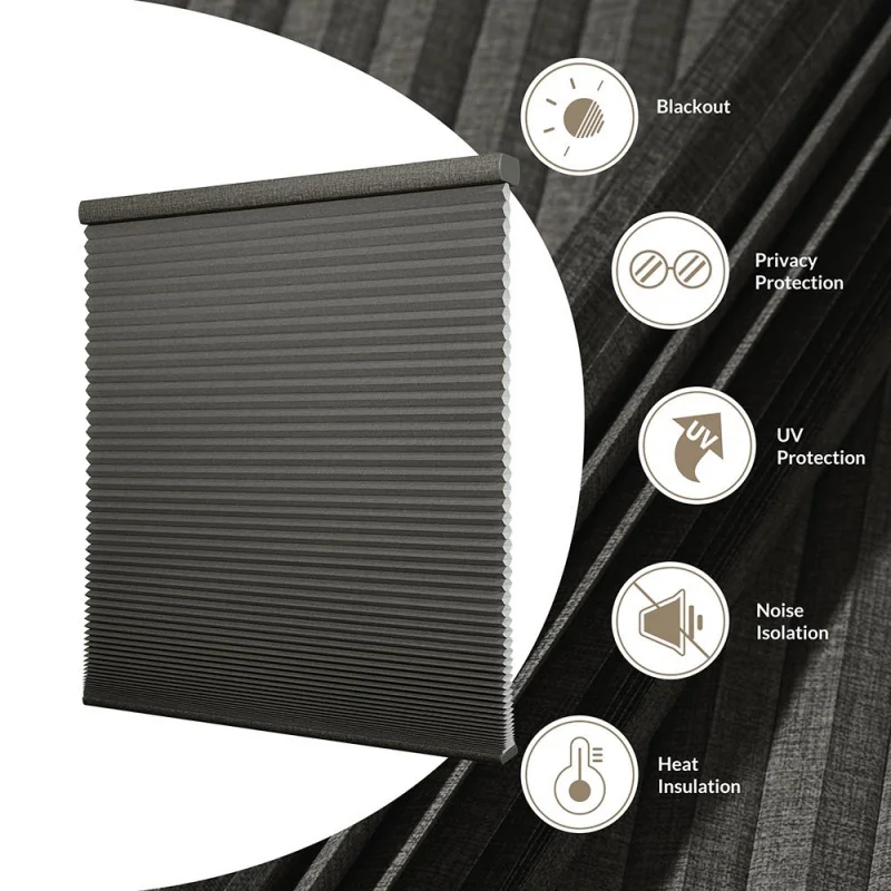 Custom100%Blackout Honeycomb Blinds Manual Spring Cordless Cellular Shades Child Safety Heat Noise Insulation For Bedroom Window