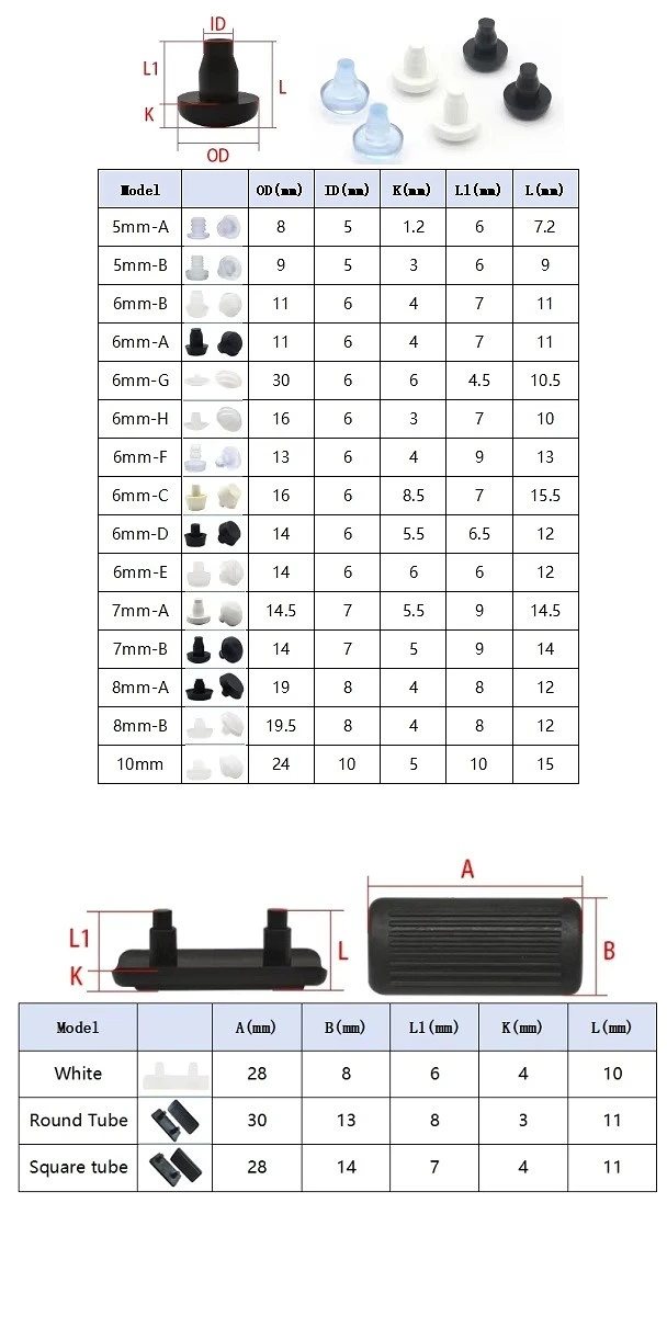 PP Plastic Transparent Black White Furniture Embedded Furniture Chair Feet Bottom Hole Cover Anti Slip Foot Mat Anti Collision