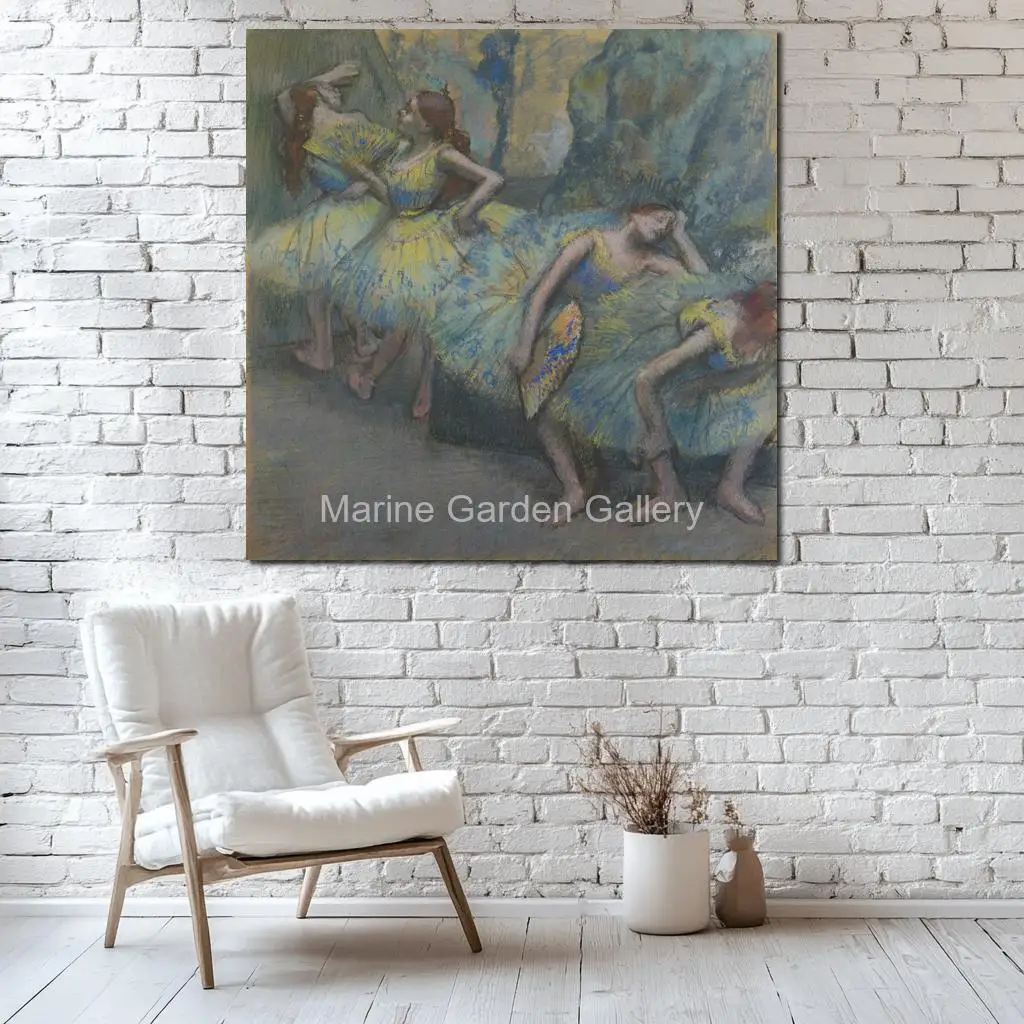 Hand Painted Edgar Degas Ballerina Painting Impressionist Ballet Dancers Oil on Canvas Art for Living Room Music Room Decor