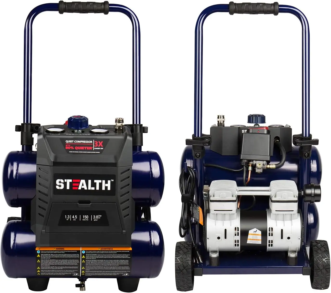 4.5 Gallon Ultra Quiet Air Compressor,1.3 HP Oil-Free Peak 150 PSI 65 Decibel Air Compressor,4 CFM @ 40 PSI 3 CFM