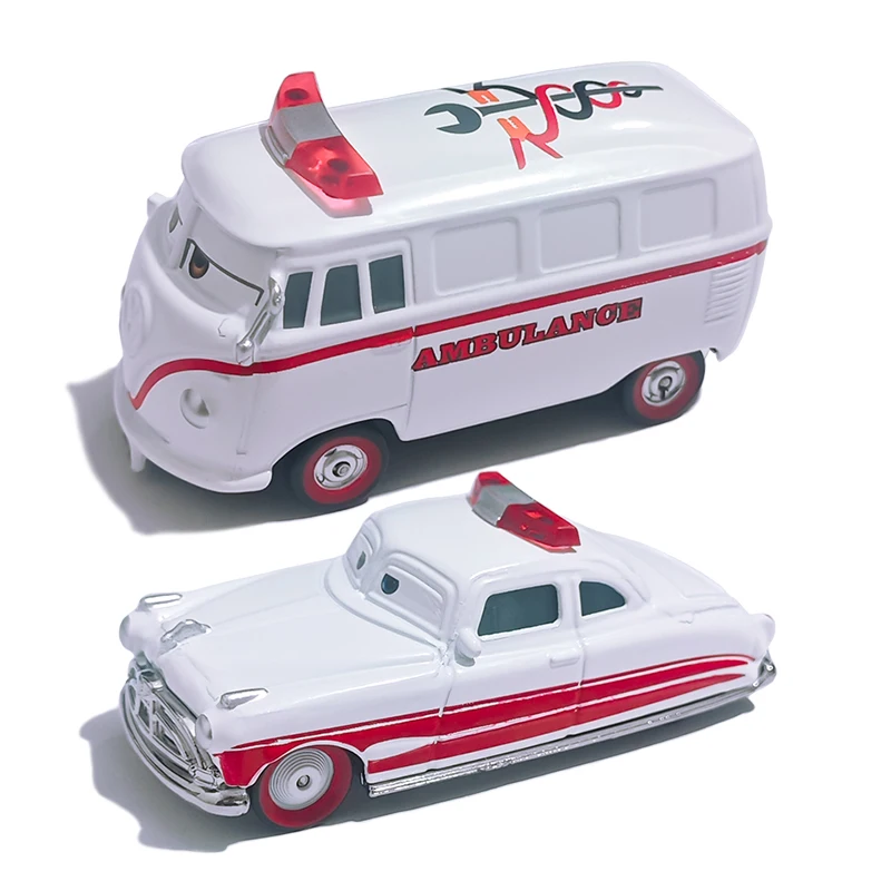 Disney Pixar Cars Doc Hudson Fillmore Ambulance Versão 1/55 Modelo de Carro de Metal Fundido Brinquedos de Corrida para Crianças Presentes para Crianças