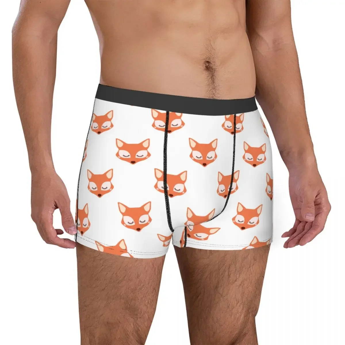 Slip Boxer da uomo con motivo a volpe assonnato pantaloncini mutandine intimo morbido animale novità maschile mutande taglie forti