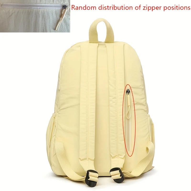 Nylon Unisex Backpack Solid Color Lightweight Multi functional Large Capacity for School College Travel Students Fashion Casual