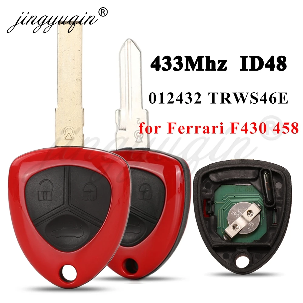 

jingyuqin 433.92MHz ASK ID48 Chip 3 Buttons Car Remote Key For Ferrari F430 F458 F612 F599 Auto Keys Fob Control 012432 TRWS46E