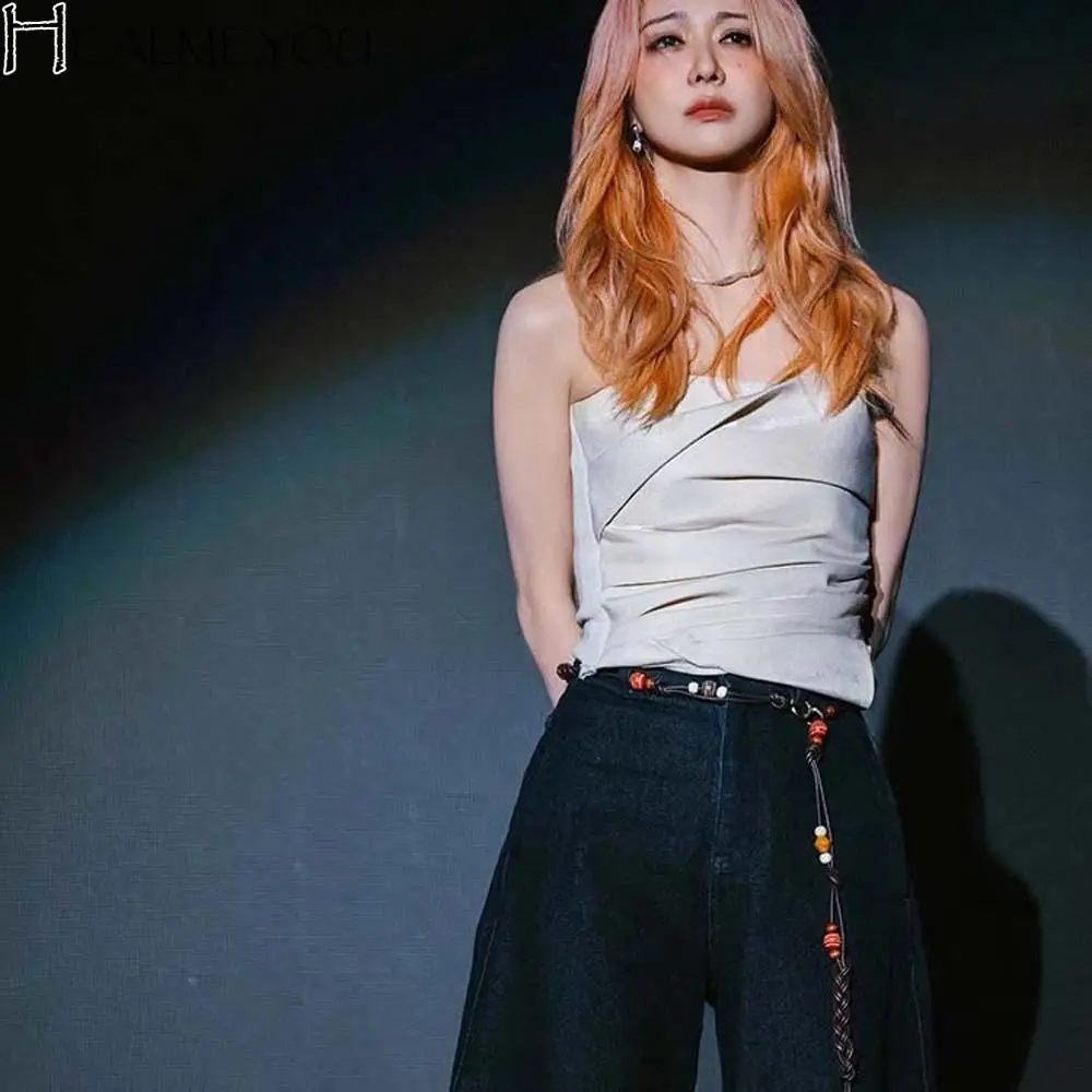 

Универсальный ремень из смолы с деревянными бусинами, регулируемый плетеный пояс из искусственной кожи в этническом стиле, длинный коричневый ретро-цепочка с кисточками на талии, крутые девушки