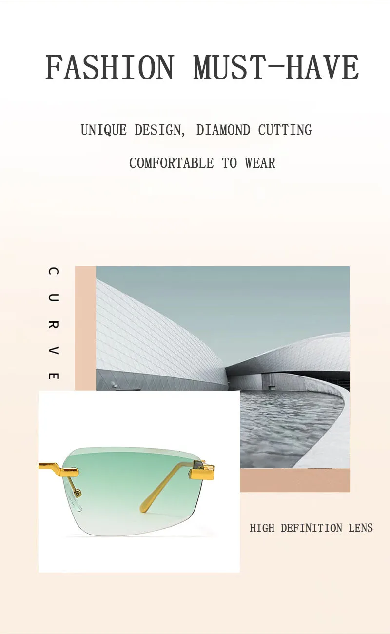 2026 Holz Randlose Sonnenbrille Frauen Trendy Sonnencreme Vintage Sonnenbrille Männer Urlaub Mode Gläser Lentes De Sol Mujer Okulary – Detail 4