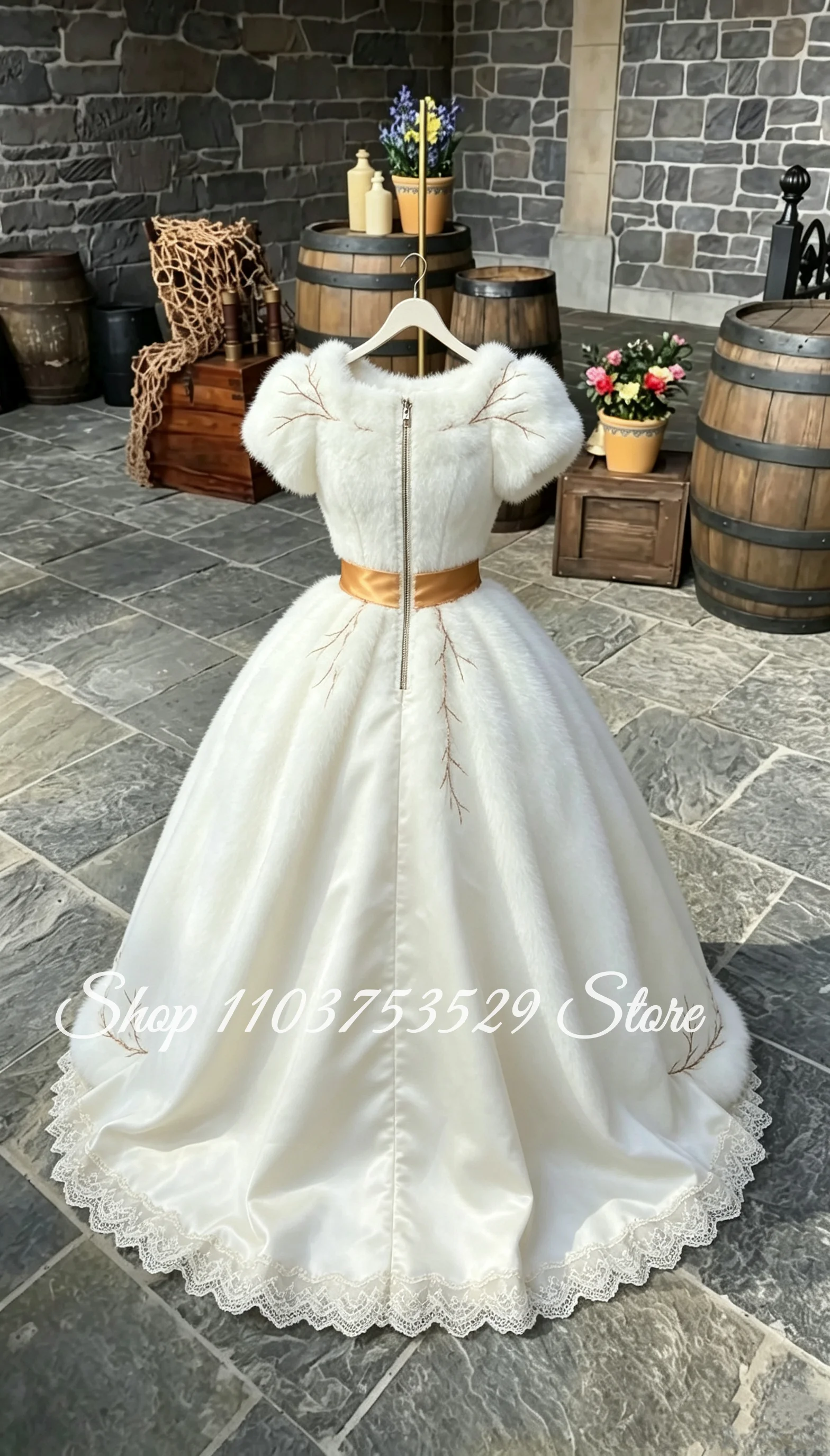 Customized Fuzzy Olaf Fairy Tale Flower Girl Dress Buttoned Carrot Snowman Cosplay Party Children's Christmas Dress Halloween