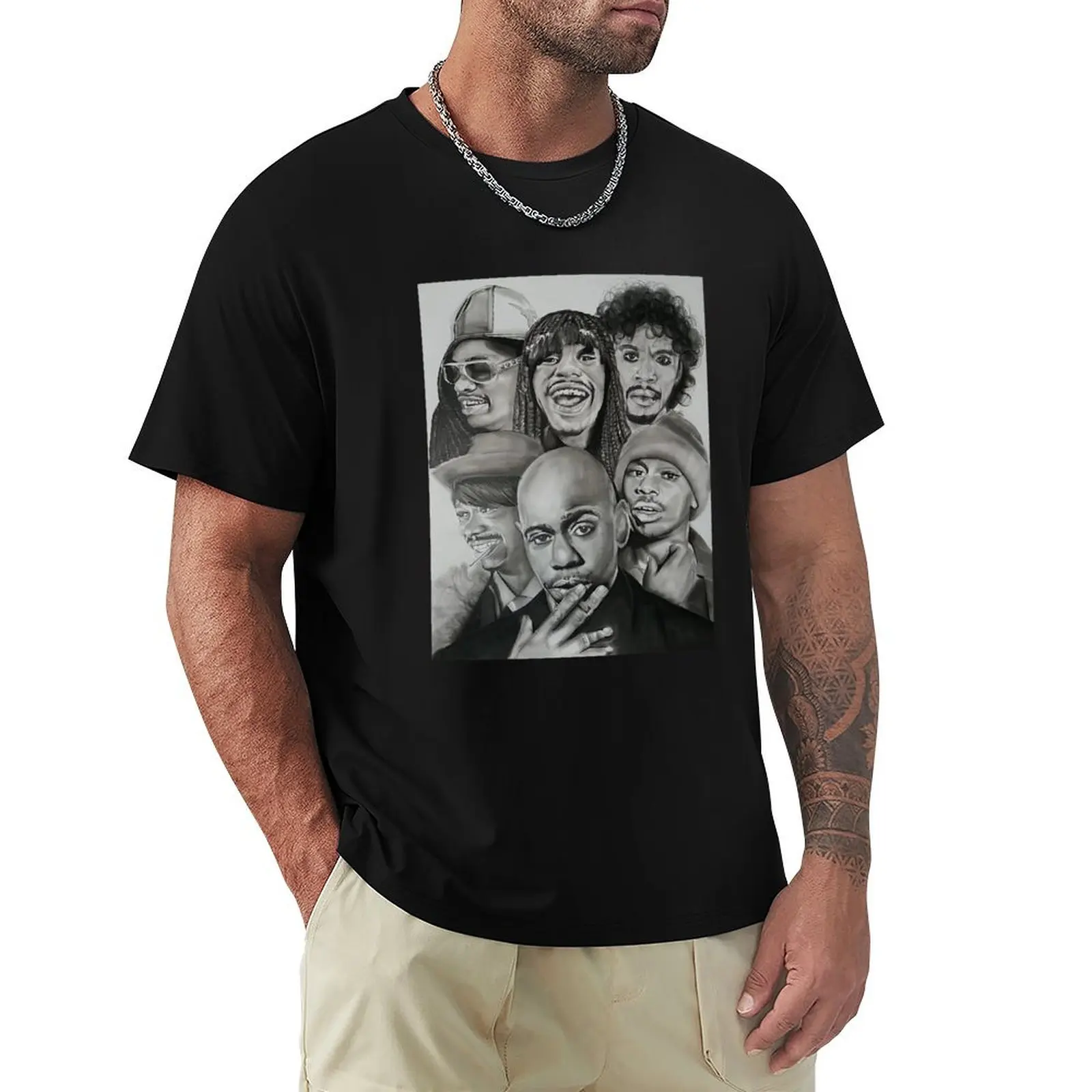 Dave Chappelle Many Face Edition T-Shirt Basic Breathable Solid Color T-Shirt