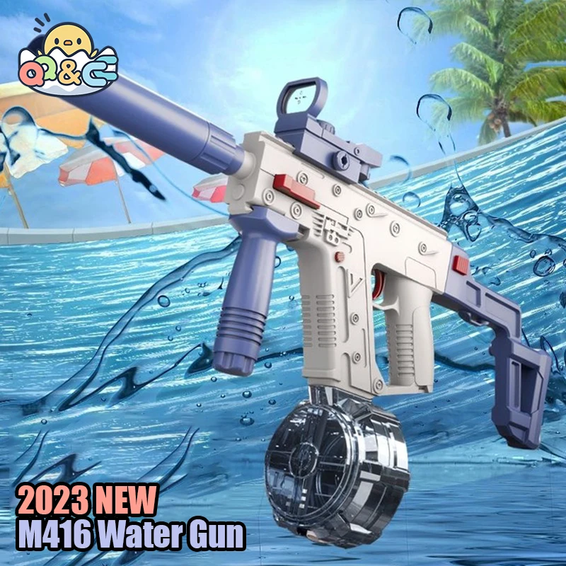 Electric Water Gun Launch Water Pistol Children Summer Fully Automatic Continuous High Pressure Guns Rechargeable Splashing Toys