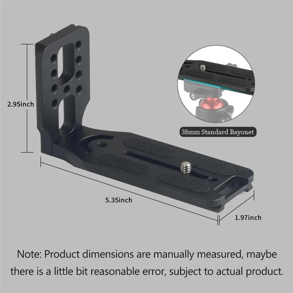 DSLR Camera L Bracket Vertical Horizontal Video Switching Tripod Quick Release Plate Compatible with Canon Nikon Sony Aluminum