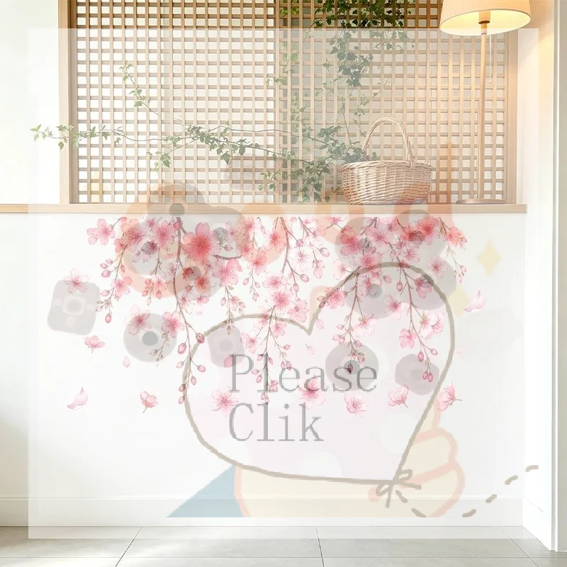 【HG】Pink Cherry Blossom Wall Stickers Self Adhesive Waterproof Perfect For Living Room Bedroom Home Decor