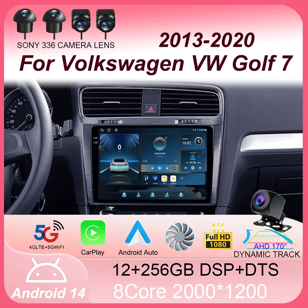 

Автомобильный радиоприемник Android 14, стерео Carplay для Volkswagen VW Golf 7 2013-2020 MK7, автомультимедийный GPS-видеоплеер, навигационный головное устройство