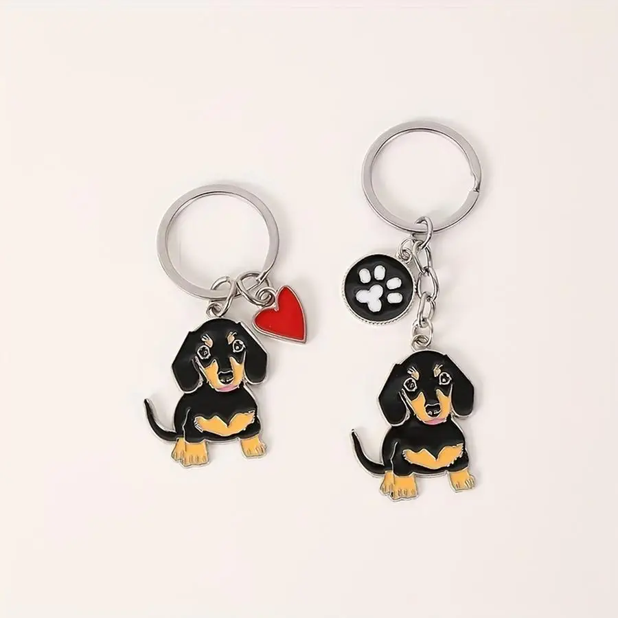 1/5/10/20/50/100pcs Cute Dachshund Keychains: Zinc Alloy, Metallic, Small Pendant, Gift Wrap Decoration, Gift for Couples, Purse