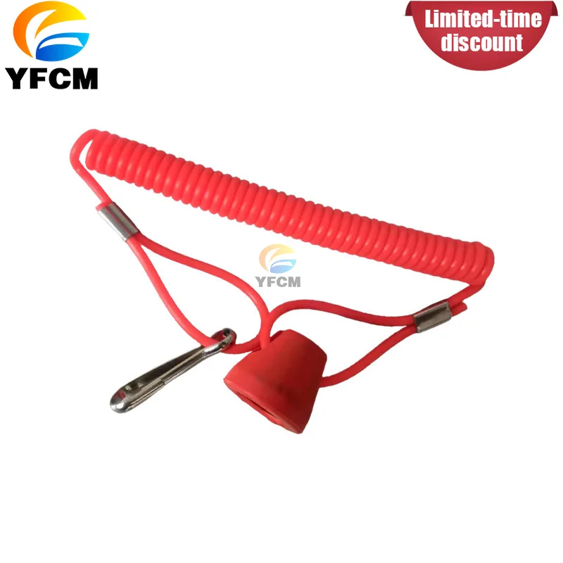 Pull Lanyard Emergency Kill Switch with Red Cord for Outboard Motor Boat Jet Ski Engine Cut Off Safety Switch
