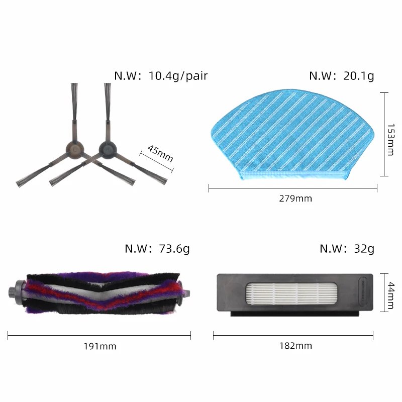 Accesorios de repuesto para Robot aspirador Midea M7 M7 Pro, cepillo de repuesto, filtro HEPA, trapos, consumibles