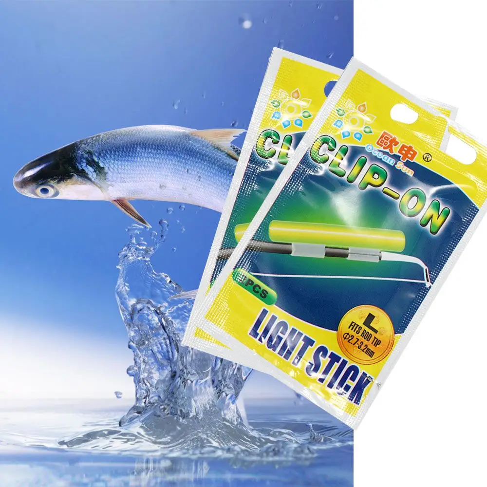 Lighting 5Packs Fluorescent Night Fishing Clip On Fishing Rod Tackle Glow Stick Lightstick Fishing Float Light Sticks