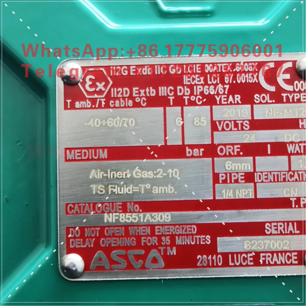 ASCO explosion-proof solenoid valve explosion-proof NF8551A309 24VDC two-position five-way pipe diameter