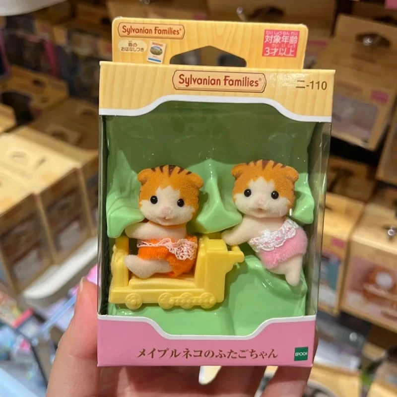 Caliente nuevo patrón Sylvanian familias Anime Mini bebé Serie arce gato gemelos figuras flocado muñeca niña juguete regalo de Navidad regalos de cumpleaños