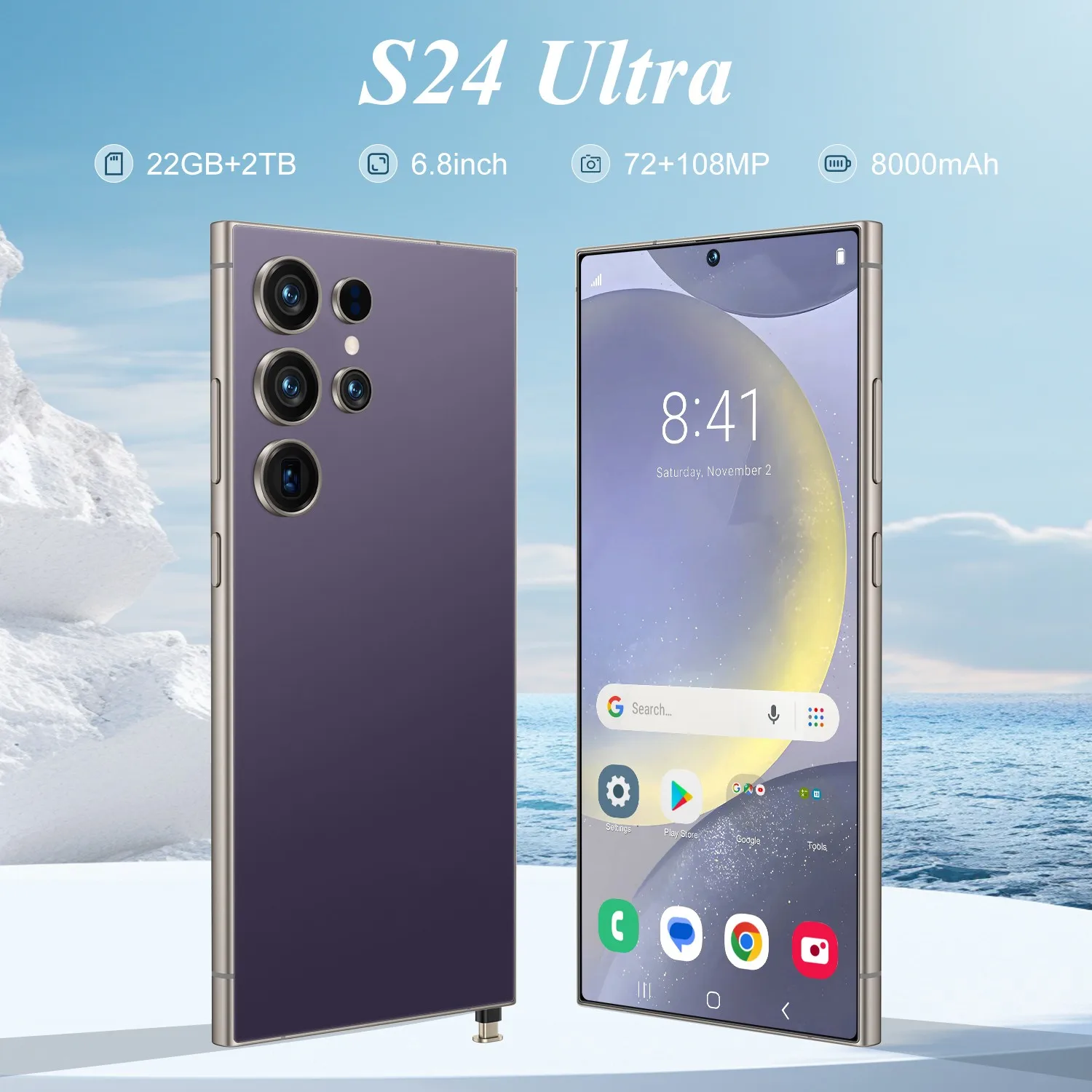 Original S24 Ultra Smartphone Android 5G Dual SIM 8000mAh Unlocking 6.8 Inch Display 108 Million Pixel Free Shipping Cellphone