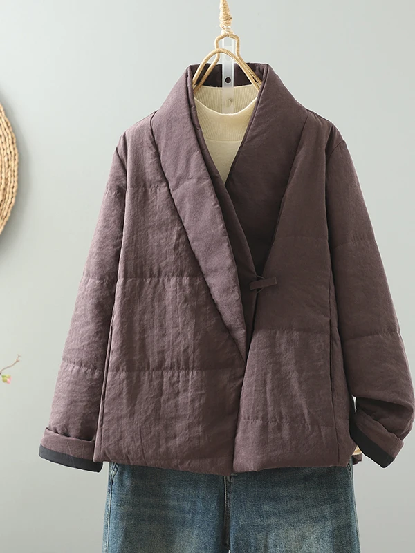 

Новое китайское женское хлопковое пальто Jaet, легкое зимнее теплое пальто с v-образным вырезом в стиле ретро в национальном стиле, длинное свеково чистого цвета