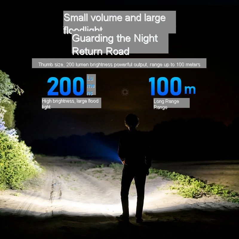 Flashlight Highlight Mini Key Chain Multifunction Led Warning Light Emergency Light Usb Tpye-C Rechargeable LongBattery Uv Light - Image 4