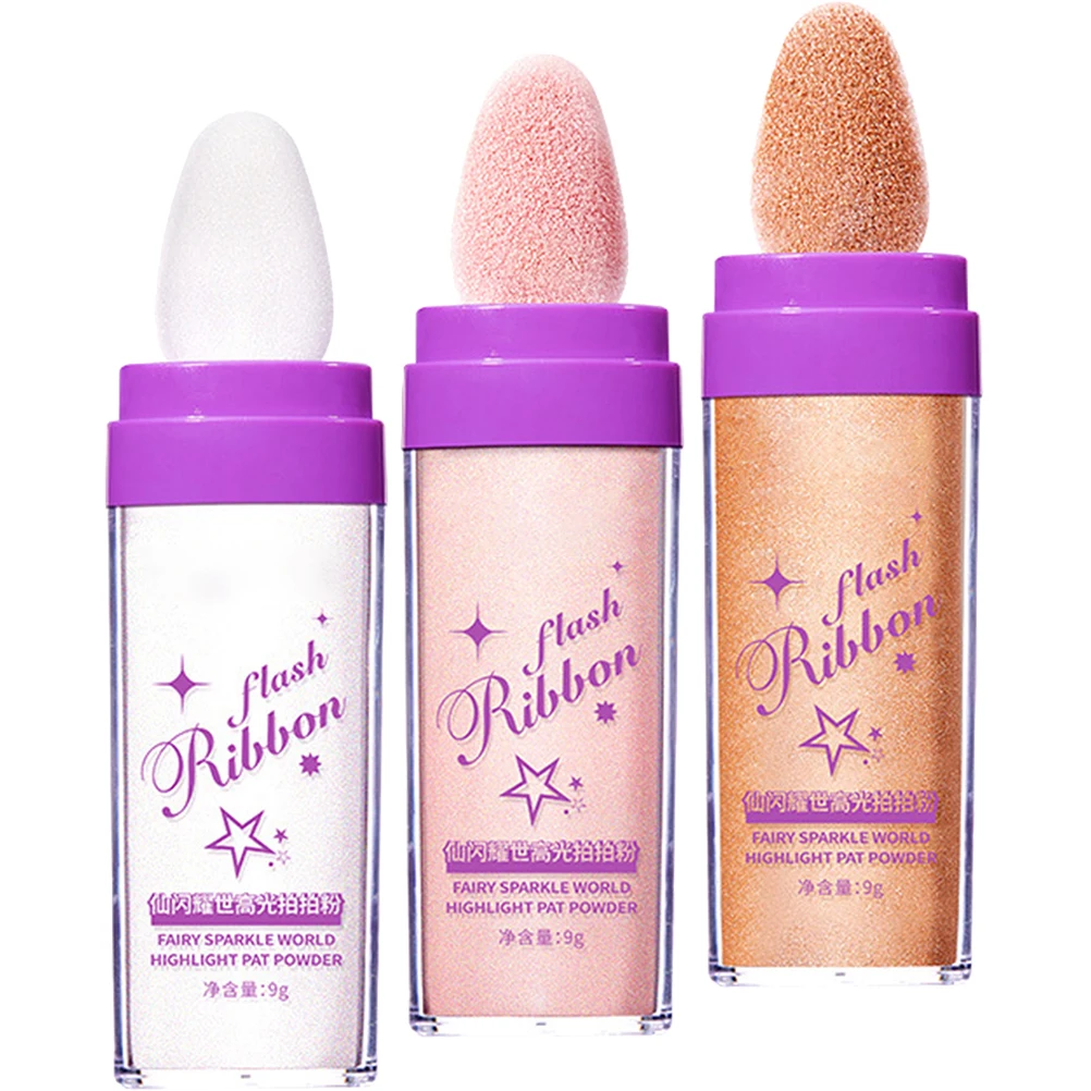3 個グリッターハイライターパウダーコンパクトシマーボディメイクアップフェイスアームシャインポータブル軽量ウェディングパーティープロムステージクラブ