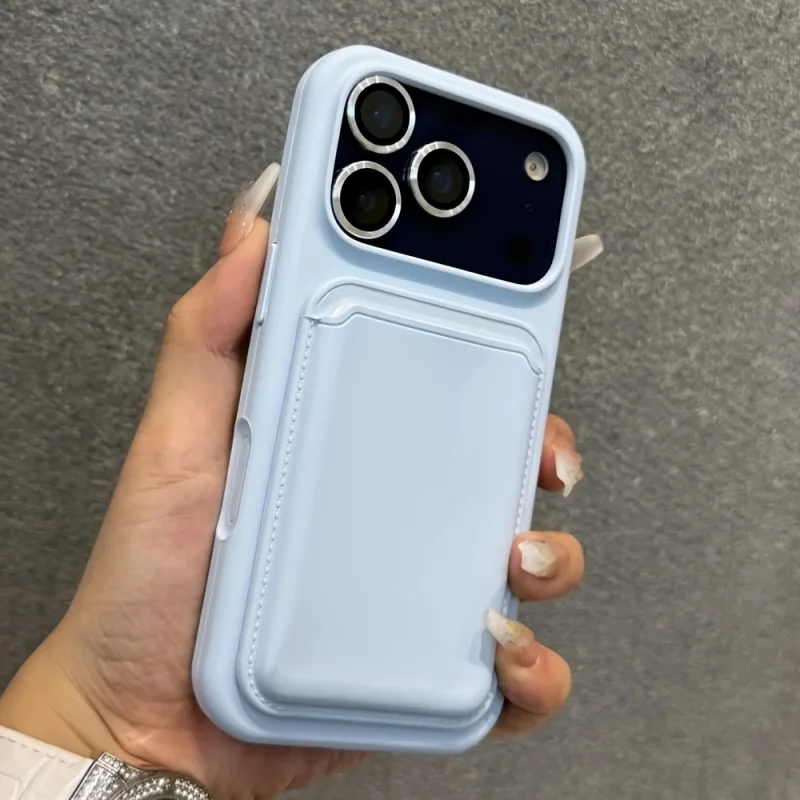 

High-end solid color skin-feel phone case with magnetic card holder suitable for useFor iphone17/Apple16promaxiPhone Case16Skin