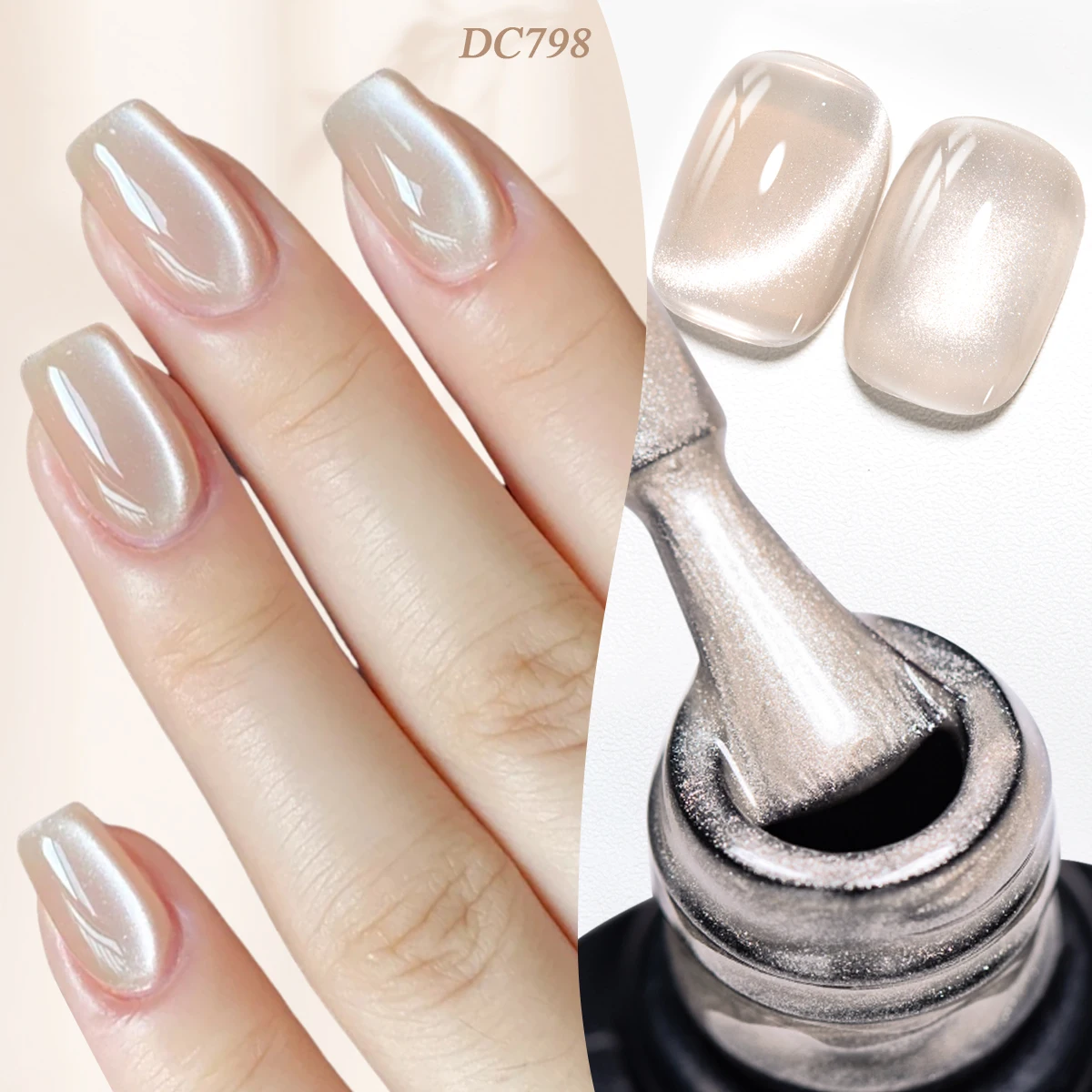 7ml Nude Crystal Water Light Magnetic Gel Nail Polish Glass Bead Shiny Cat Eye Gel Soak Off UV LED Nail Art Varnish Summer Nail