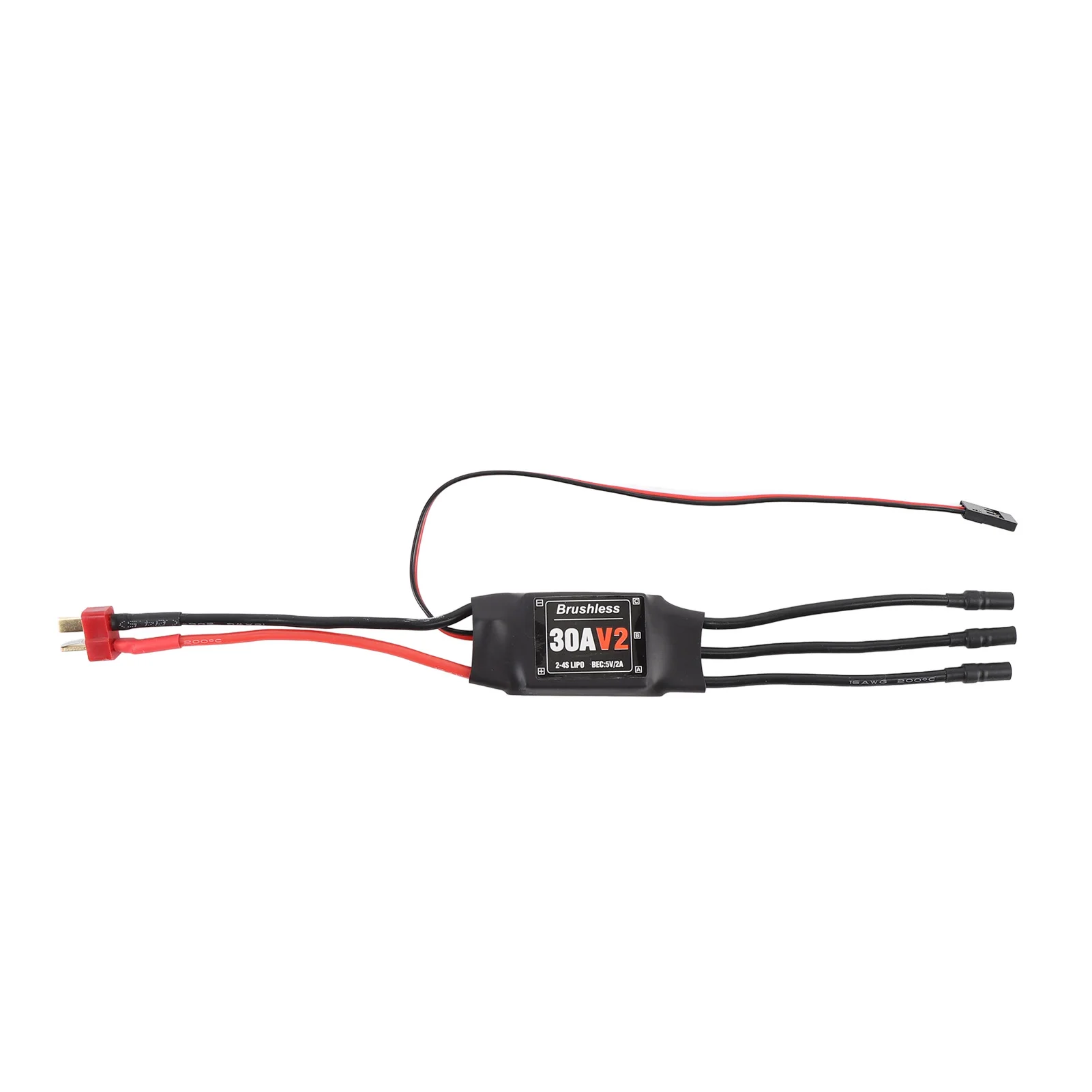 

30A Brushless ESC Brushless ESC 30A V2 RC Airplane Drone Motor Electric Speed Controller T Plug to Banana Female 3.5mm 2-4s