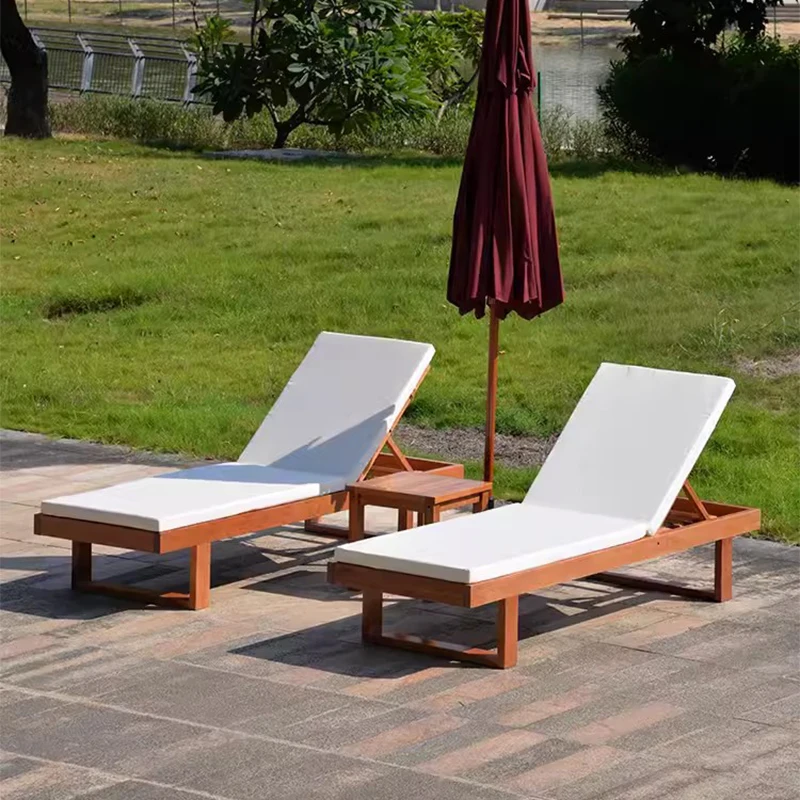 

Nordic Recliner Beach Chair Swimming Lounge Outside Wooden Tanning Beach Chair Multifunction Sea Comfort Silla Playa Furniture