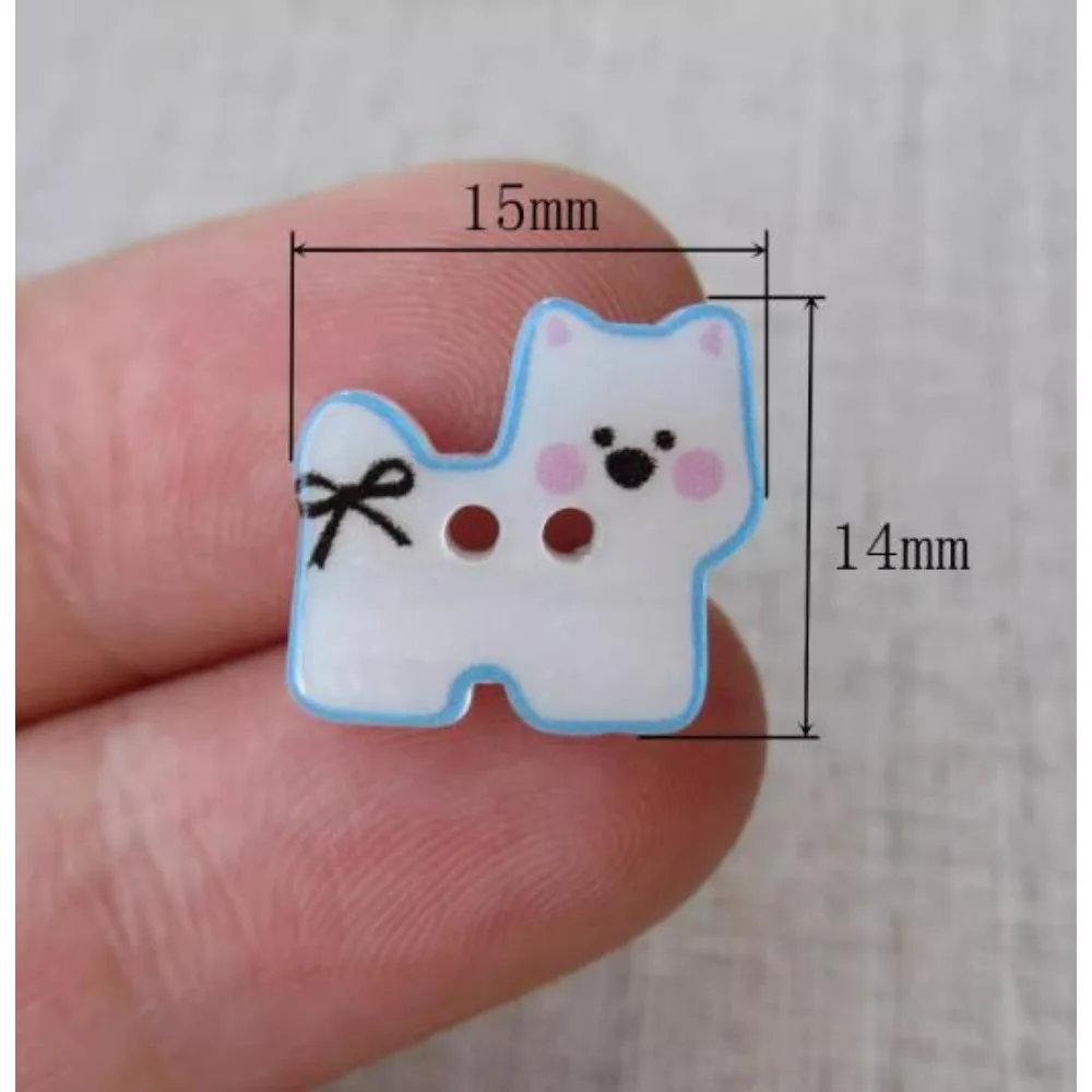 10pcs Kawaii Blue West Highland White Terrier Dog Buttons DIY Craft Accessories for Apparel Sewing Clothing Decor Supplies