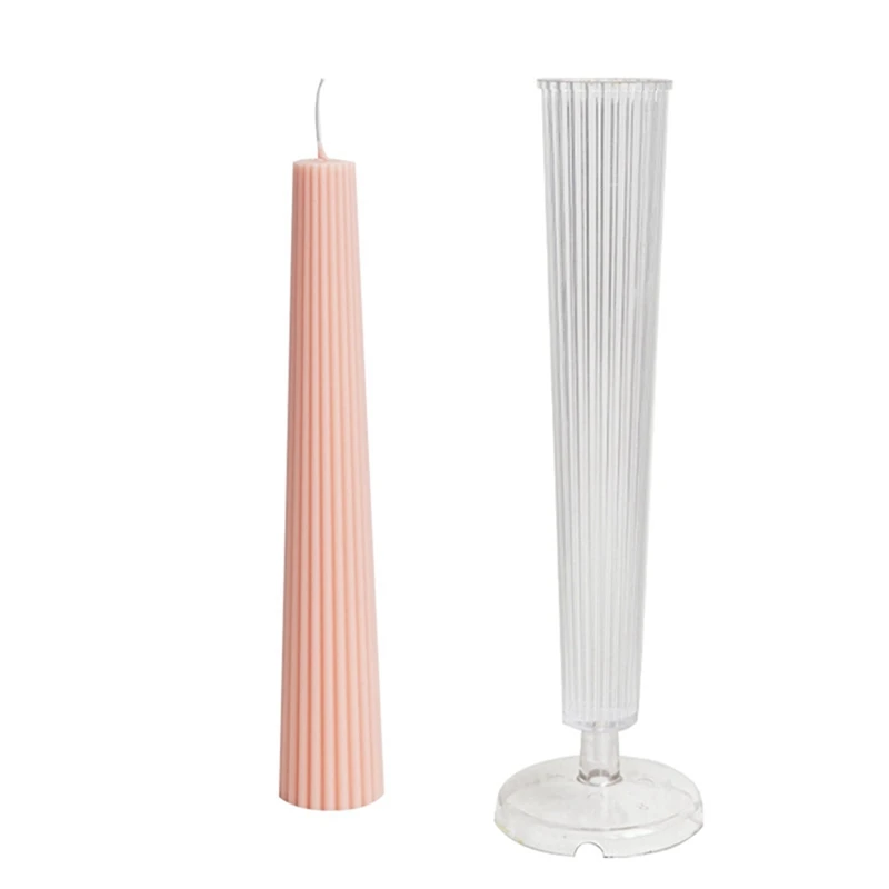 Striped Long Pole Column Aromatherapy Candle Mold Kit PC Plastic Acrylic Mold DIY Handmade Church Candle Making Tool