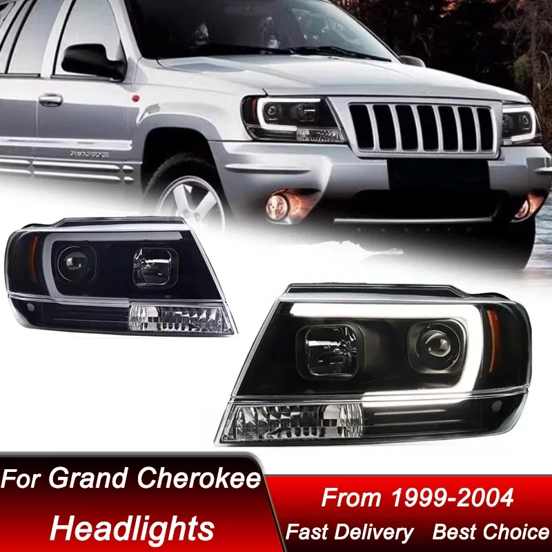

Pop Car Headlights For Jeep Grand Cherokee 99-04 Emark V2 style full LED Headlamp Assembly Upgrade Projector Lens Accessories Ki