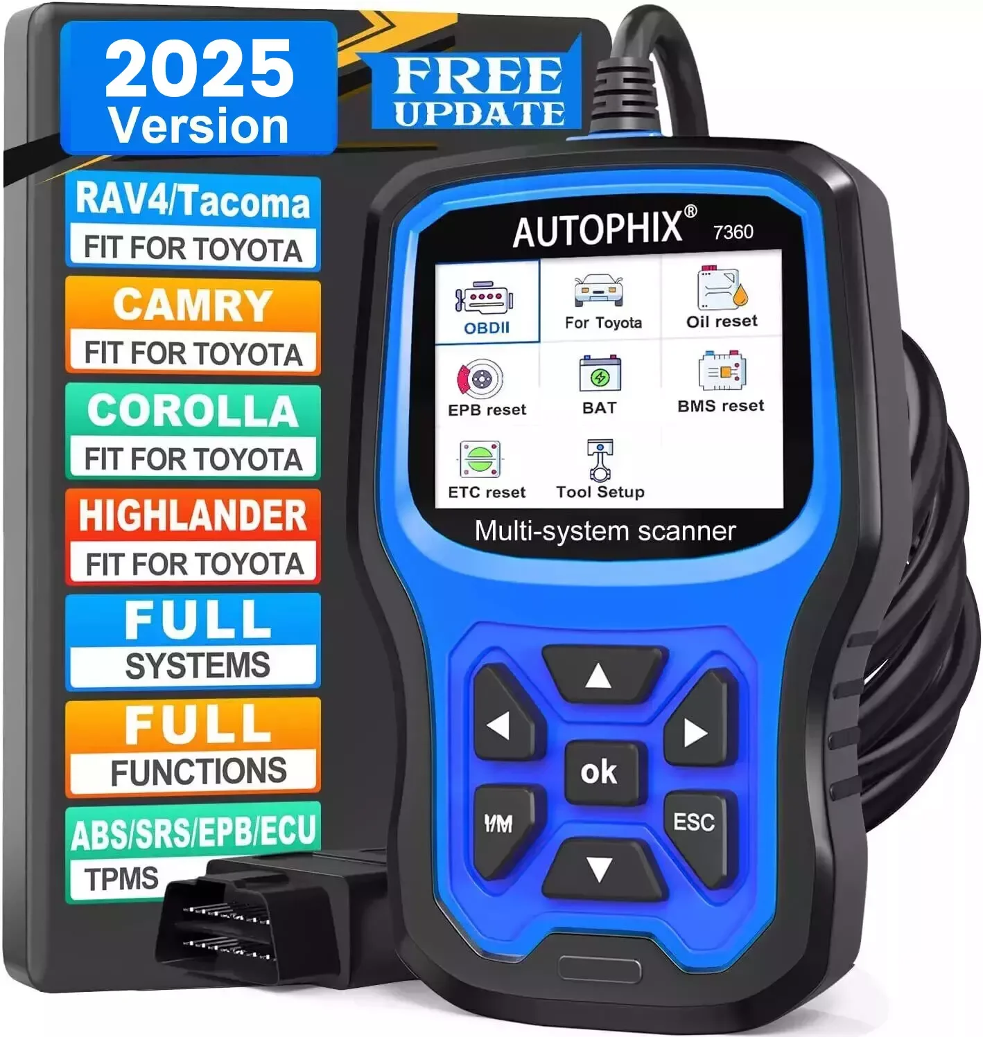 Autophix 7360 For Toyota All System OBD2 Scanner Diagnostic EPB TPMS BMS Oil Reset OBD2 Scanner Diagnostic Scan Tool