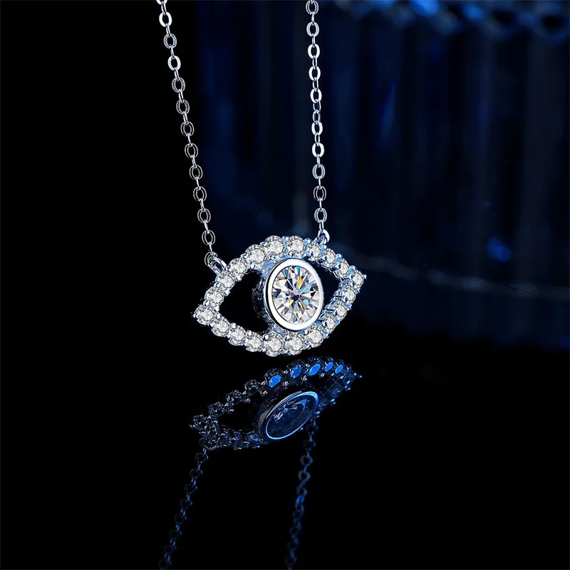 

ZFSILVER Fashion Trendy Classic s925 Silver Moissanite Hollow Eye Necklace For Charms Women Accessories Party Jewelry Gift L-413