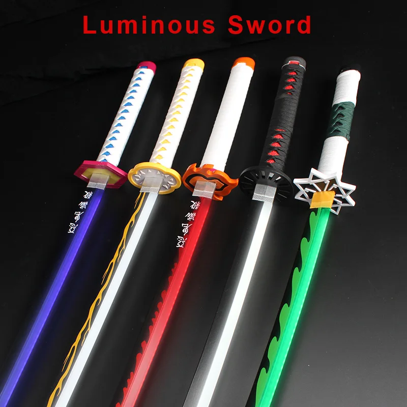 Demon Slayer Cosplay Espada, Anime Katana, Kyoujurou, Giyuu, Azul Vem com Cinto e Porta-Espada, Armas Luminosas