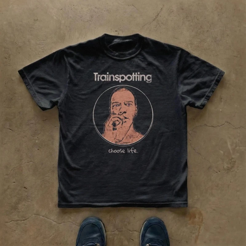 Trainspotting Movie Tee Choose Life Quote T-shirt 90s British Cult Cinema Short Sleeve Men's T-shirts for Summer Unisex