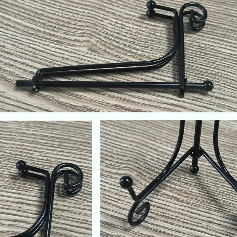 4 개의 금속 장식 플레이트 스탠드 디스플레이 세트 용 플레이트 이젤 5 인치 탁상용 그림 홀더 사진 용 삼각대 이젤 홈