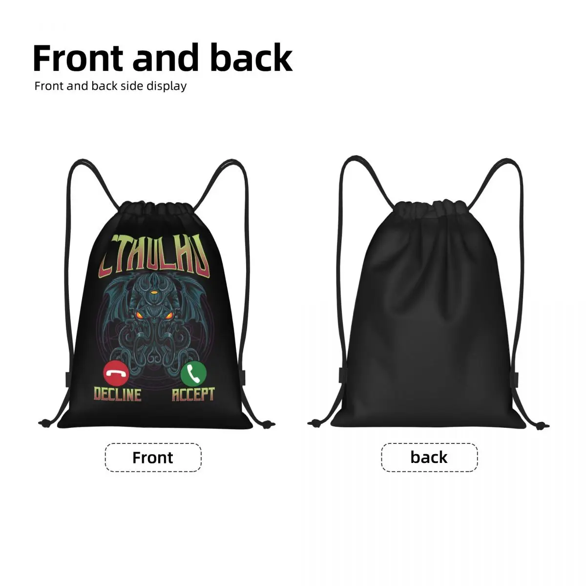 Custom The Call Of Cthulhu Drawstring Backpack Bags  Lightweight Dark Occult Mythical Monster Gym Sports Sackpack Sacks