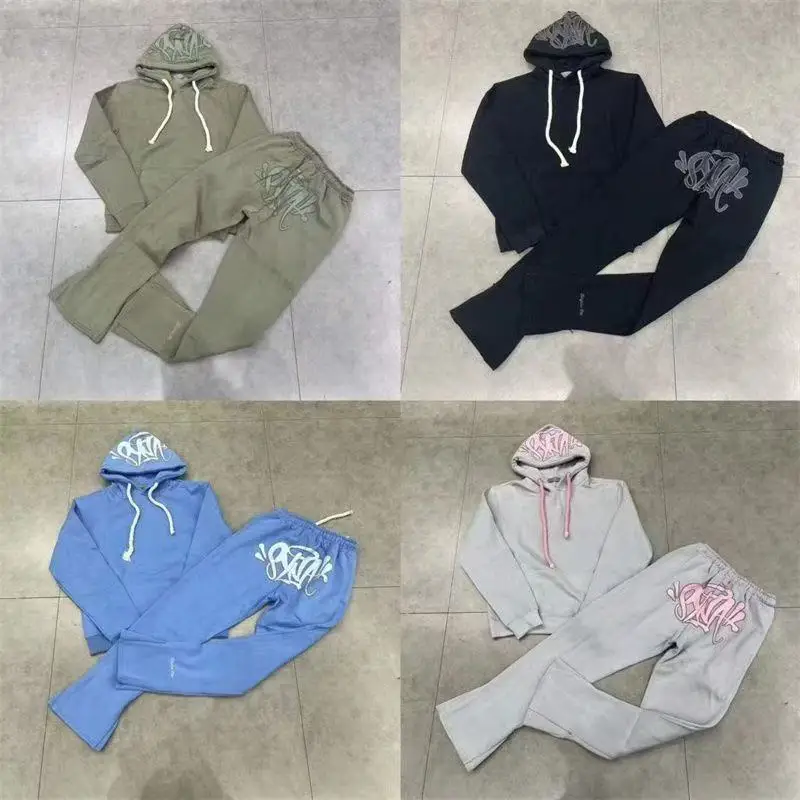 

Американский Sle Syna World, осенне-зимний свитшот с капюшоном, комплект на подкладке в стиле хип-хоп, повседневная одежда с буквенным принтом для молодежи